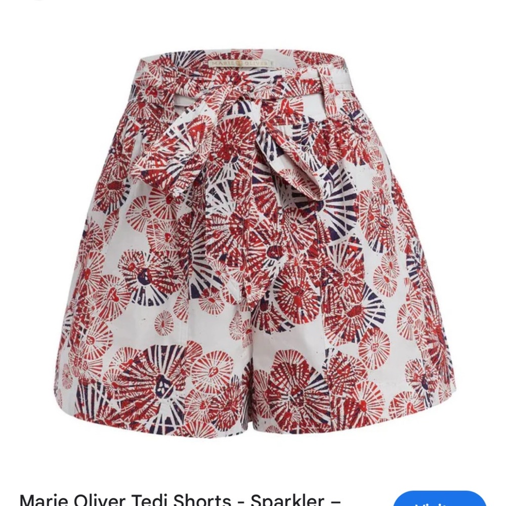 Marie Oliver Floral Print Shorts - Red and Blue
